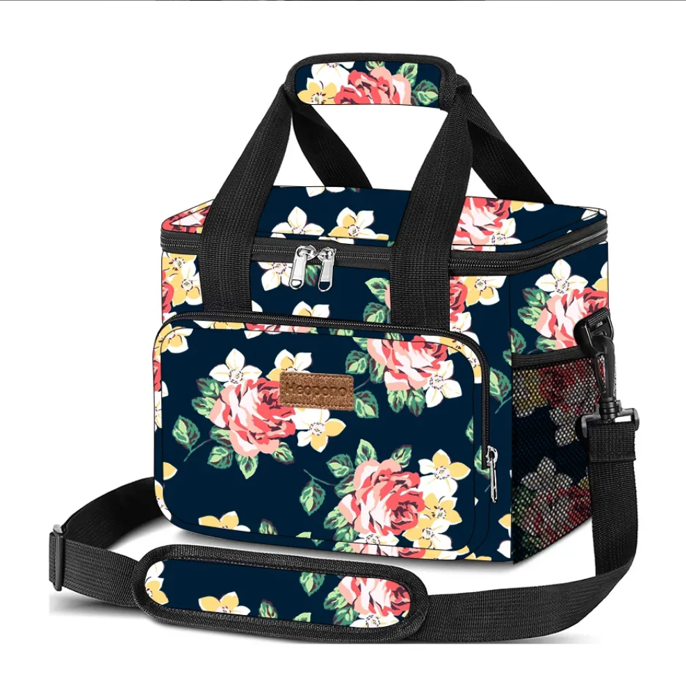 Heopono Bloemen motief waterdichte Koeltas - Lunch - Picknick - Isolerend - Duurzaam - Compact